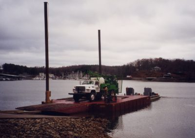 Core Drilling Truck on Spud Barge